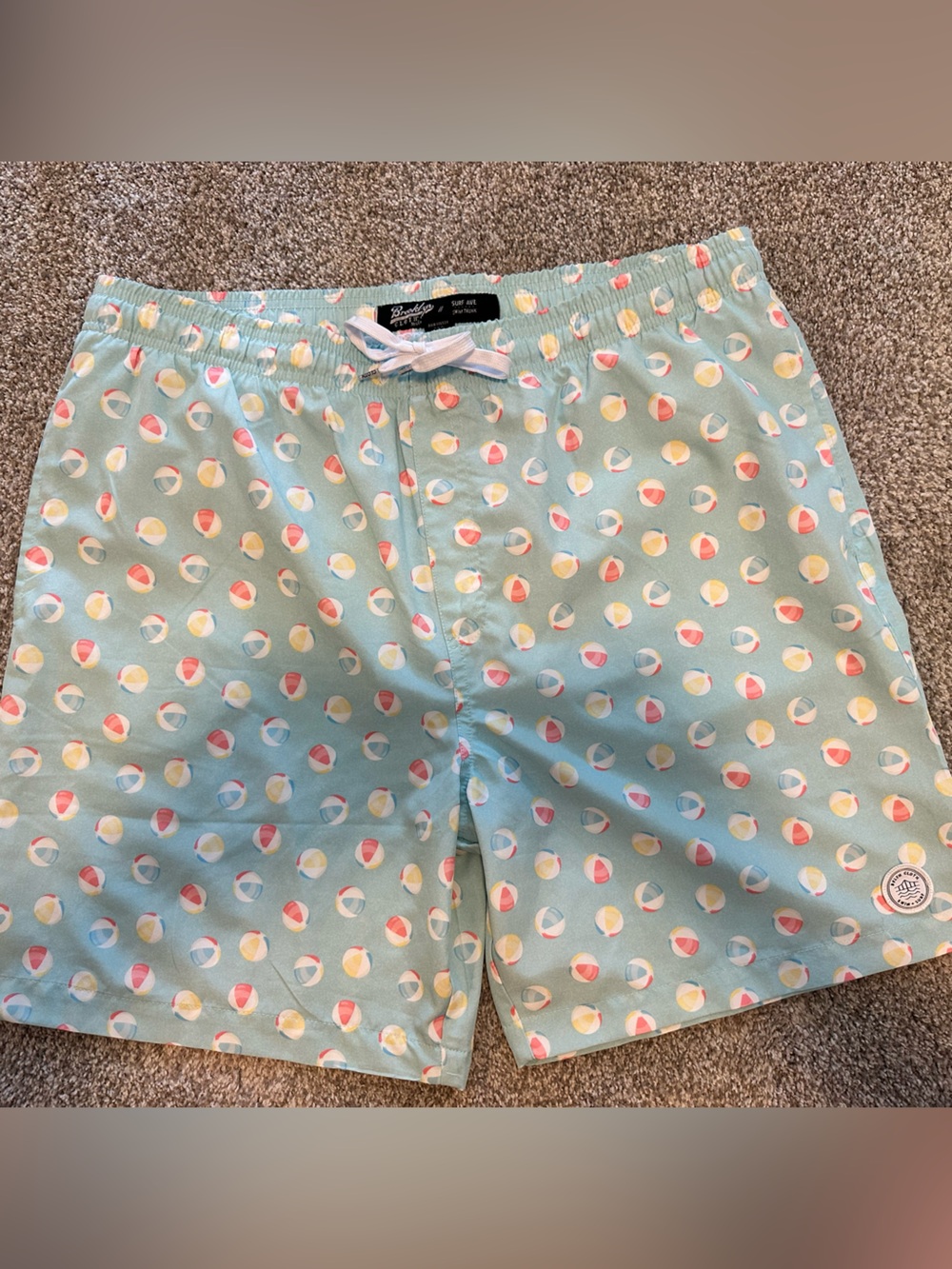 Brooklyn Cloth Aqua Beach-Ball Print Men’s Swim Trunks Shorts